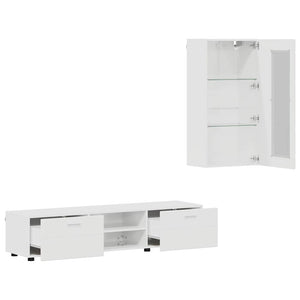 TV-Schrank Set FLORIN, 3-teilig, Hochglanz Weiß