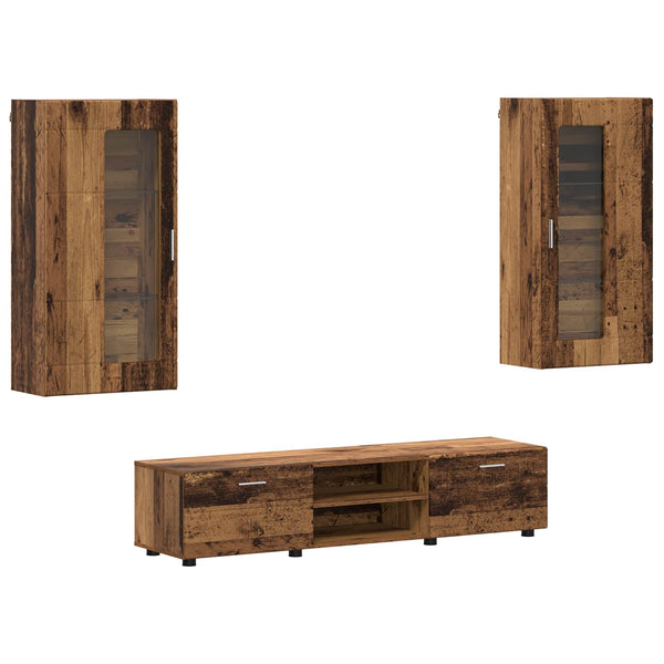 TV-Schrank Set 3-teilig Altholz