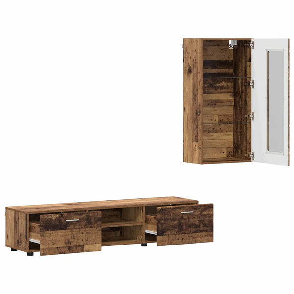 TV-Schrank Set 3-teilig Altholz