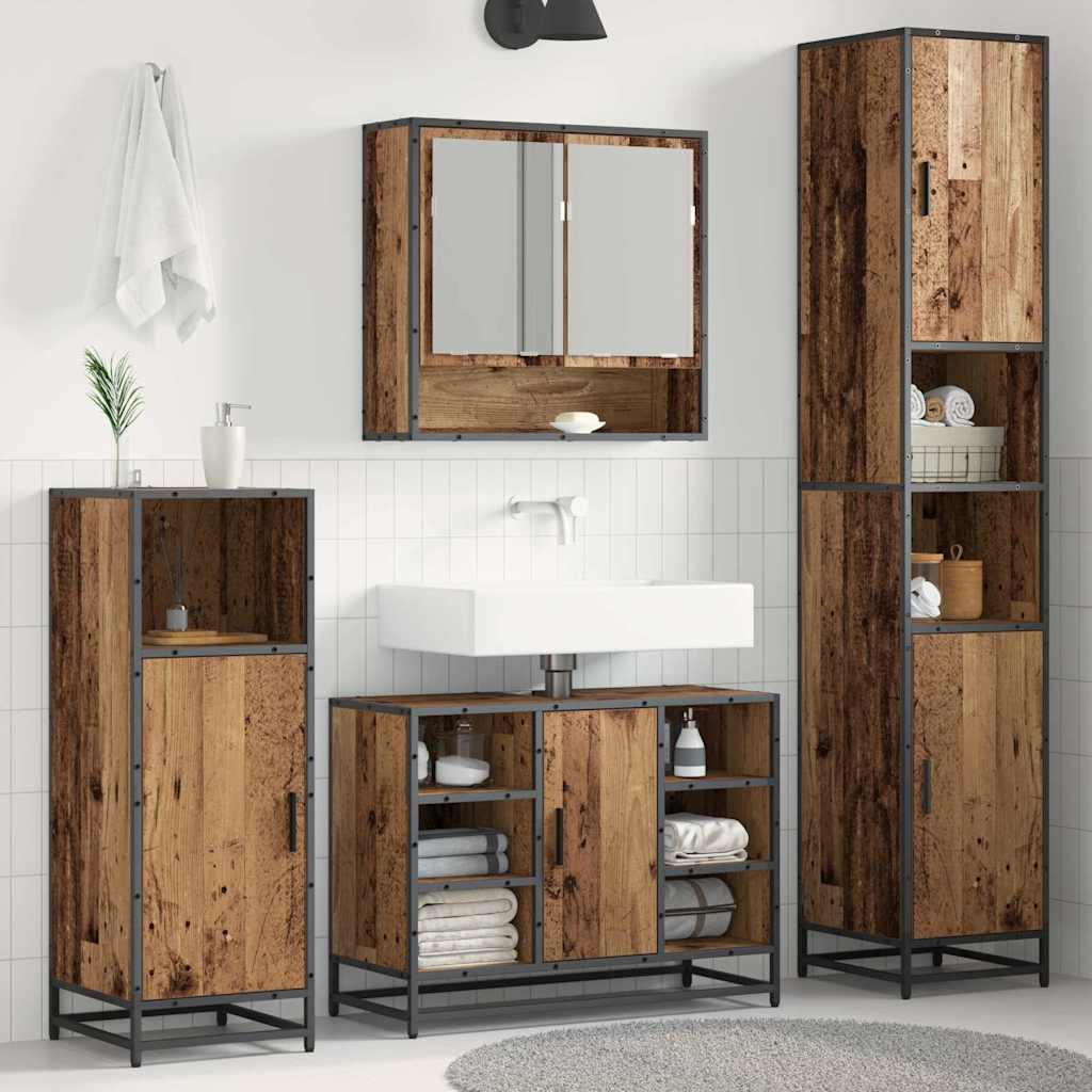 vidaXL Bathroom Furniture Set Reclaimed Wood 35 x 37.5 x 188.5 cm Engineered Wood