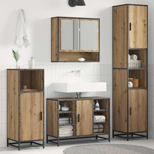 vidaXL Bathroom Furniture Set with Door Artisan Oak 35 x 37.5 x 188.5 cm