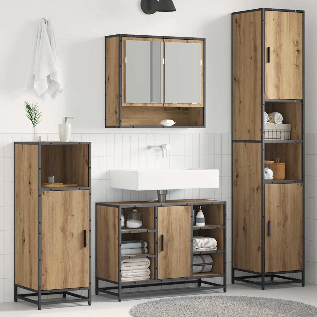 vidaXL Bathroom Furniture Set with Door Artisan Oak 35 x 37.5 x 188.5 cm