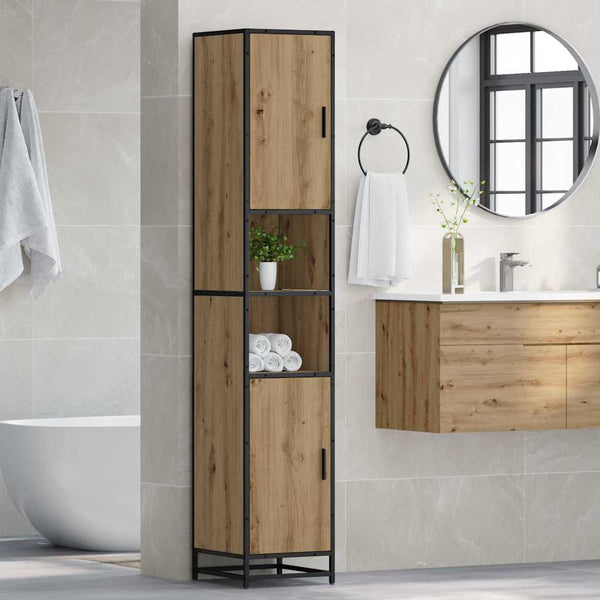 vidaXL Bathroom Furniture Set with Door Artisan Oak 35 x 37.5 x 188.5 cm