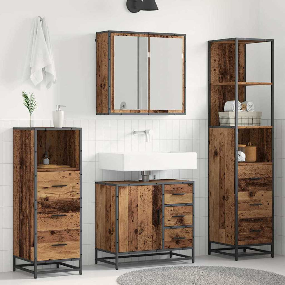 vidaXL Bathroom Furniture Set with Drawers 4 pcs Reclaimed Wood Engineered Wood