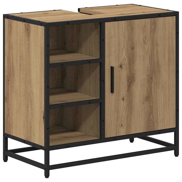 vidaXL Bathroom Furniture Set with Shelf 2 pcs Engineered Wood Artisan Oak