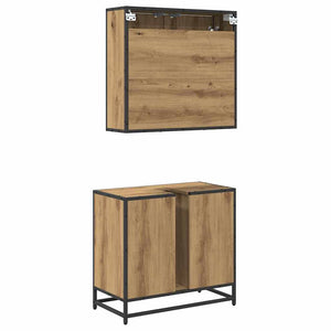vidaXL Bathroom Furniture Set with Shelf 2 pcs Engineered Wood Artisan Oak