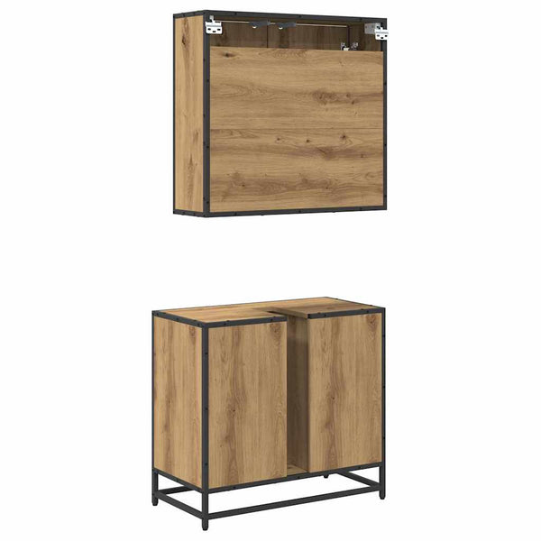 vidaXL Bathroom Furniture Set with Shelf 2 pcs Engineered Wood Artisan Oak