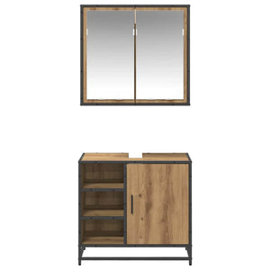 vidaXL Bathroom Furniture Set with Shelf 2 pcs Engineered Wood Artisan Oak