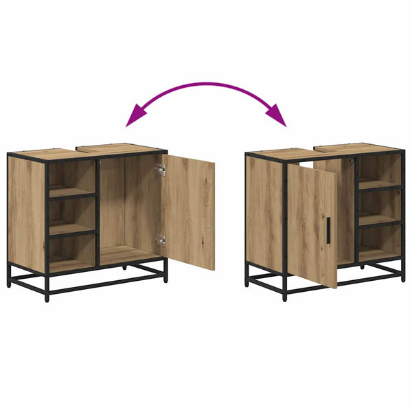vidaXL Bathroom Furniture Set with Shelf 2 pcs Engineered Wood Artisan Oak