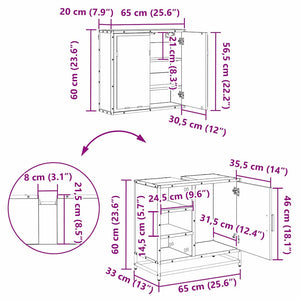 vidaXL Bathroom Furniture Set with Shelf 2 pcs Engineered Wood Artisan Oak