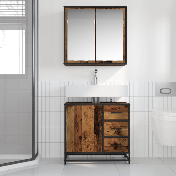 vidaXL Bathroom Furniture Set with Shelf 2 pcs Reclaimed Wood Engineered Wood