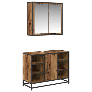 vidaXL Bathroom Furniture Set with Shelf 2 pcs Reclaimed Wood Engineered Wood