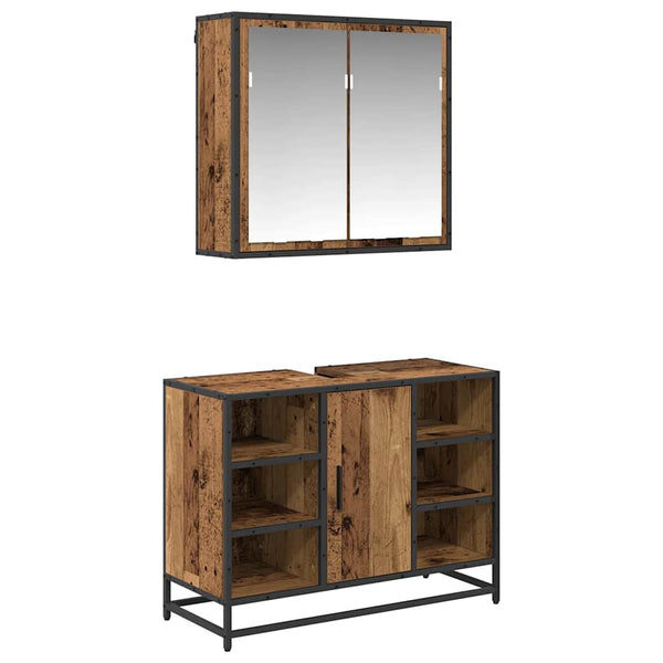 vidaXL Bathroom Furniture Set with Shelf 2 pcs Reclaimed Wood Engineered Wood
