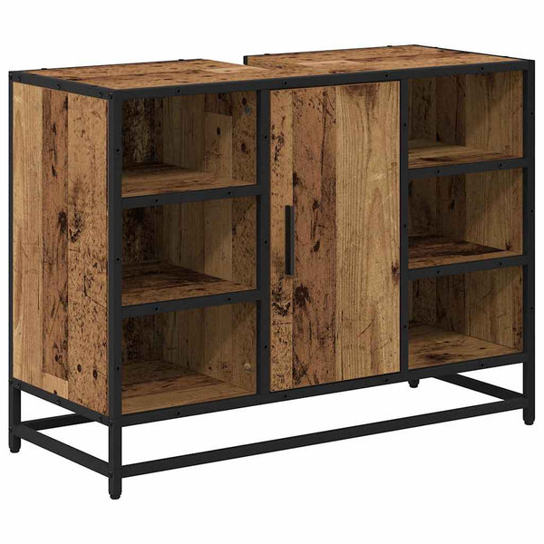 vidaXL Bathroom Furniture Set with Shelf 2 pcs Reclaimed Wood Engineered Wood