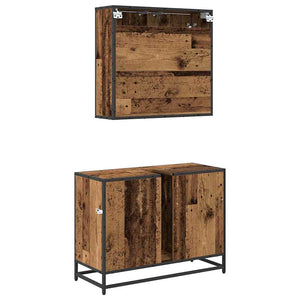vidaXL Bathroom Furniture Set with Shelf 2 pcs Reclaimed Wood Engineered Wood