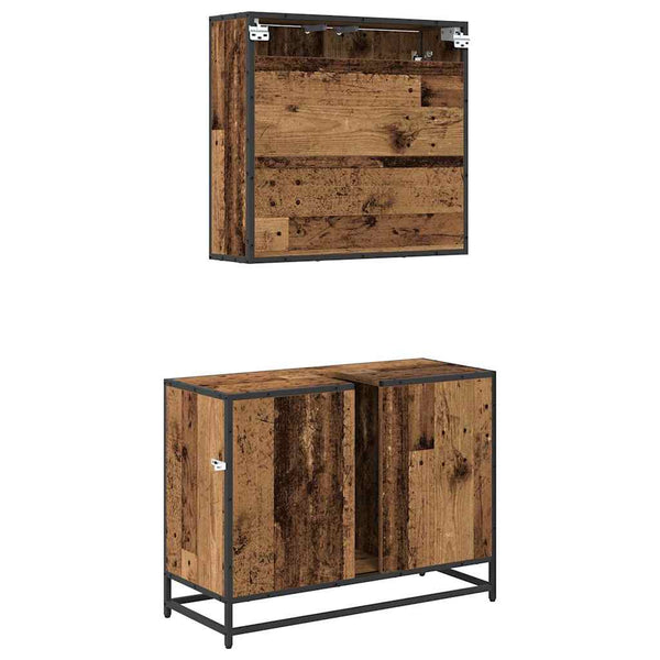 vidaXL Bathroom Furniture Set with Shelf 2 pcs Reclaimed Wood Engineered Wood