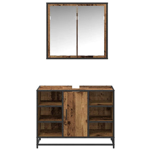 vidaXL Bathroom Furniture Set with Shelf 2 pcs Reclaimed Wood Engineered Wood