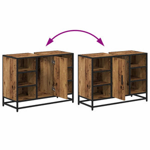 vidaXL Bathroom Furniture Set with Shelf 2 pcs Reclaimed Wood Engineered Wood