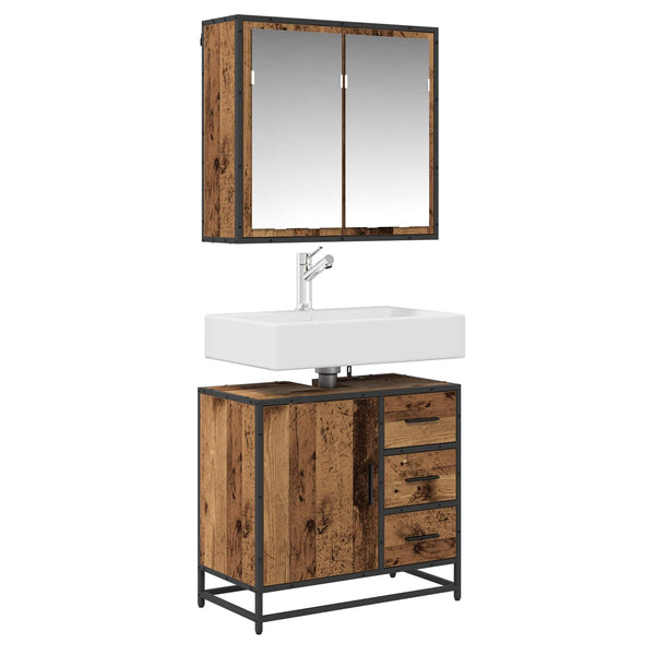 vidaXL Bathroom Furniture Set with Shelf 2 pcs Reclaimed Wood Engineered Wood