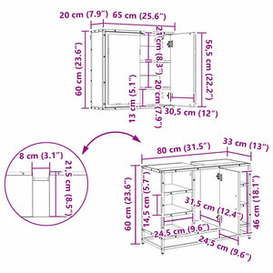 vidaXL Bathroom Furniture Set with Shelf 2 pcs Reclaimed Wood Engineered Wood