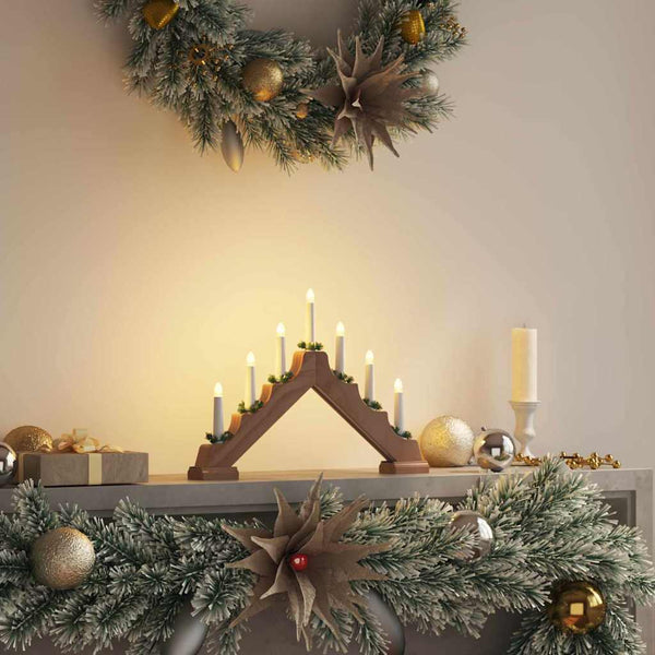 vidaXL Christmas Candle Arch with 7 LEDs Brown 39.5 x 5 x 29 cm