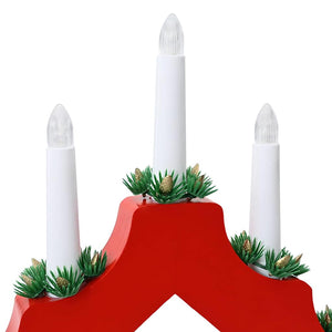 vidaXL Christmas Candle Arch with 7 LEDs 3 pcs Red 39.5 x 5 x 29 cm