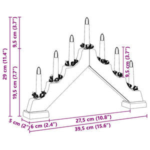 vidaXL Christmas Candle Arch with 7 LEDs 3 pcs Red 39.5 x 5 x 29 cm
