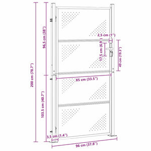 vidaXL Garden Gate with Lock Silver 96 x 200 cm Stainless Steel