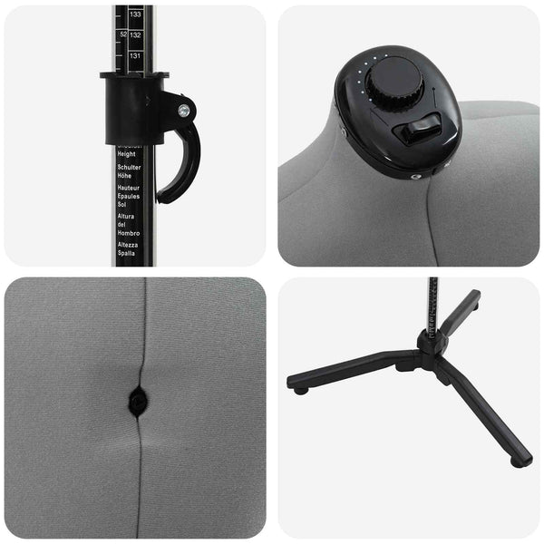 vidaXL Adjustable Male Dressmaking Dummy Grey 37.5-45.5 Inches