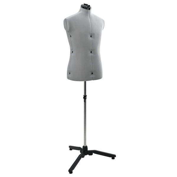 vidaXL Adjustable Male Dressmaking Dummy Grey 37.5-45.5 Inches
