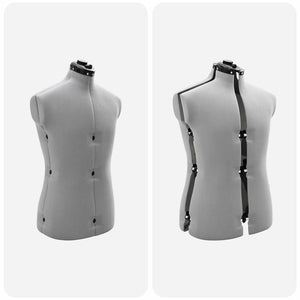 vidaXL Adjustable Male Dressmaking Dummy Grey 37.5-45.5 Inches