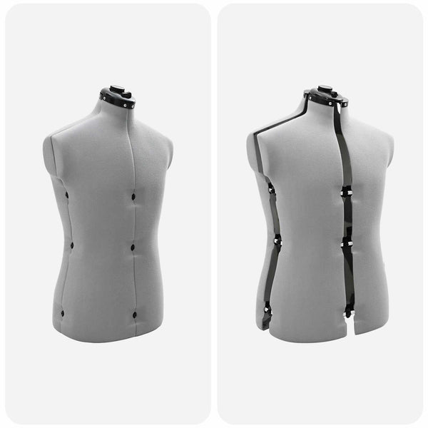 vidaXL Adjustable Male Dressmaking Dummy Grey 37.5-45.5 Inches