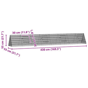 vidaXL Rabbit Cage Silver 430 x 55 x 55 cm Galvanised Steel
