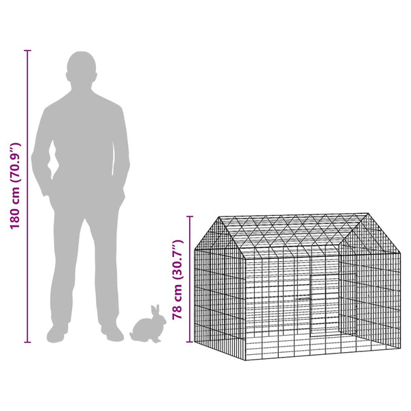 vidaXL Rabbit Cage Silver 100 x 78 x 78 cm Galvanized Steel