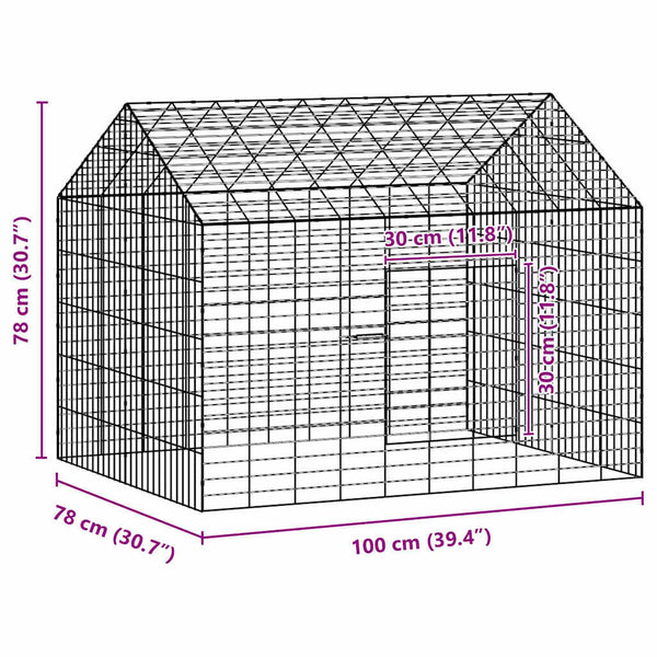 vidaXL Rabbit Cage Silver 100 x 78 x 78 cm Galvanized Steel