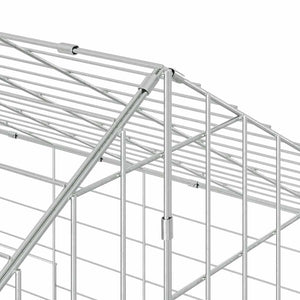 vidaXL Rabbit Hutch Silver 400 x 78 x 78 cm Galvanized Steel