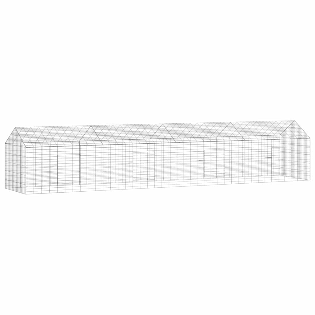 vidaXL Rabbit Hutch Silver 400 x 78 x 78 cm Galvanized Steel