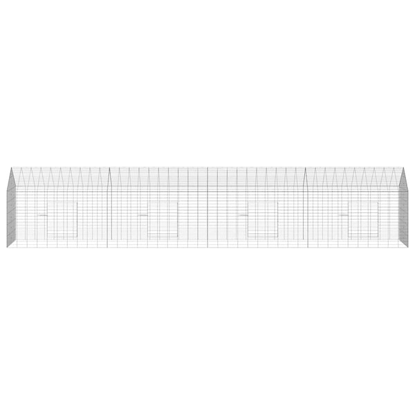 vidaXL Rabbit Hutch Silver 400 x 78 x 78 cm Galvanized Steel