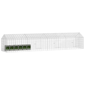 vidaXL Rabbit Hutch Silver 400 x 78 x 78 cm Galvanized Steel