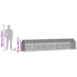vidaXL Rabbit Hutch Silver 400 x 78 x 78 cm Galvanized Steel