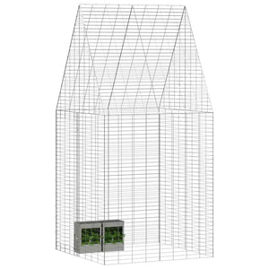 vidaXL Rabbit Cage Silver 100 x 100 x 210 cm Galvanized Steel