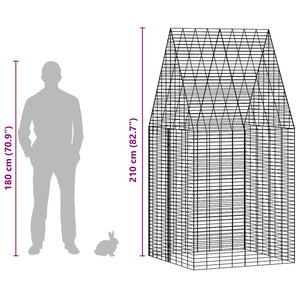 vidaXL Rabbit Cage Silver 100 x 100 x 210 cm Galvanized Steel