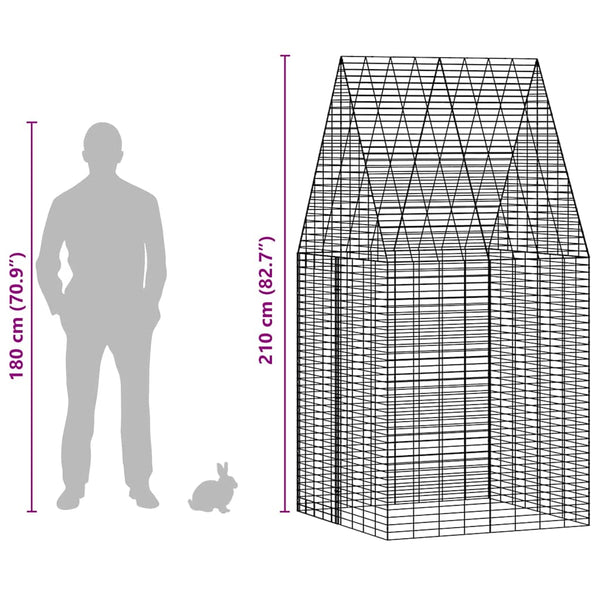 vidaXL Rabbit Cage Silver 100 x 100 x 210 cm Galvanized Steel