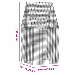 vidaXL Rabbit Cage Silver 100 x 100 x 210 cm Galvanized Steel
