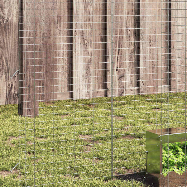vidaXL Rabbit Hutch Silver 400 x 100 x 210 cm Galvanized Steel