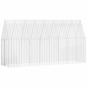 vidaXL Rabbit Hutch Silver 400 x 100 x 210 cm Galvanized Steel