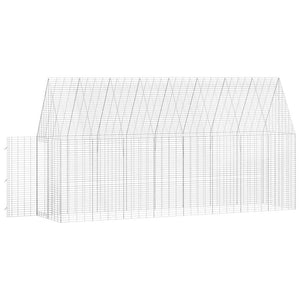 vidaXL Rabbit Hutch Silver 400 x 100 x 210 cm Galvanized Steel