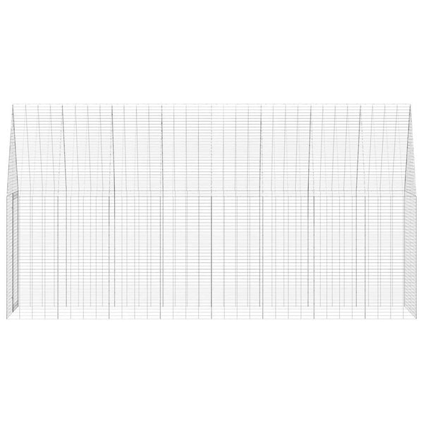 vidaXL Rabbit Hutch Silver 400 x 100 x 210 cm Galvanized Steel