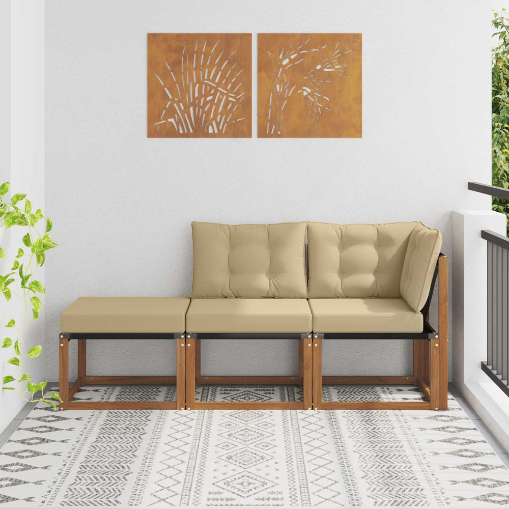 vidaXL Outdoor Sectional Sofa Units 3 Pieces Natural and Beige