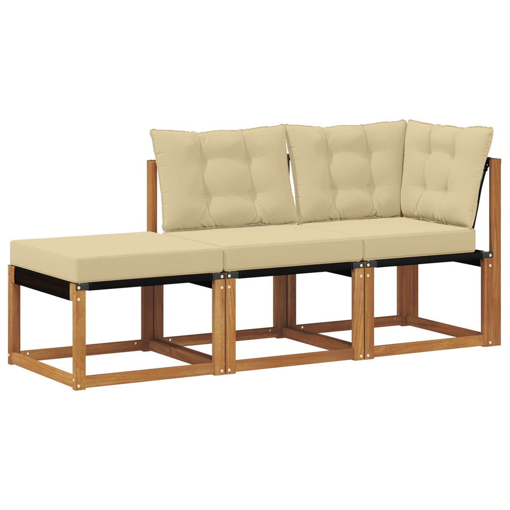 vidaXL Outdoor Sectional Sofa Units 3 Pieces Natural and Beige
